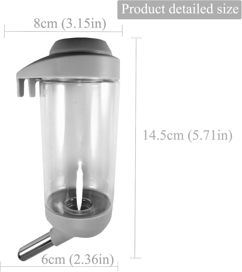DEEUCHIS Dog Crate Water Bottle Dispenser - No Drip Dog Kennel Water Dispenser & Cage Bottle - Easy-to-Use Water Bottle for Cat Crate - Perfect for Keeping Your Pet Hydrated (Grey)-350ML - Image 2